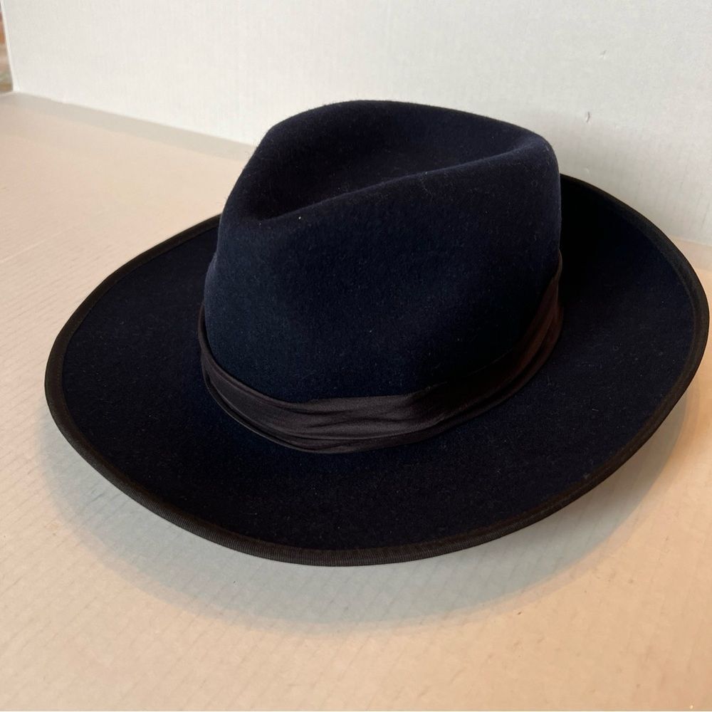 Freya x Veronica Beard Sz L Hat Peppercorn Navy Blue 100% Wool NWT $248